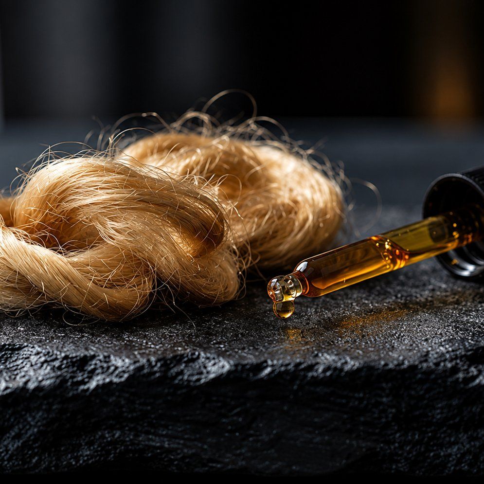 Silk fibres and a pipette of serum