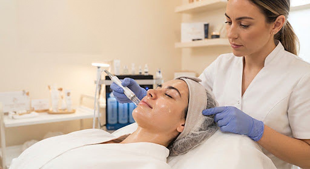 Therapist giving a medical facial