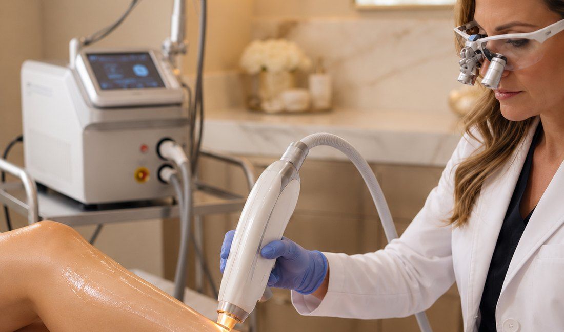 Laser hair reduction on a leg